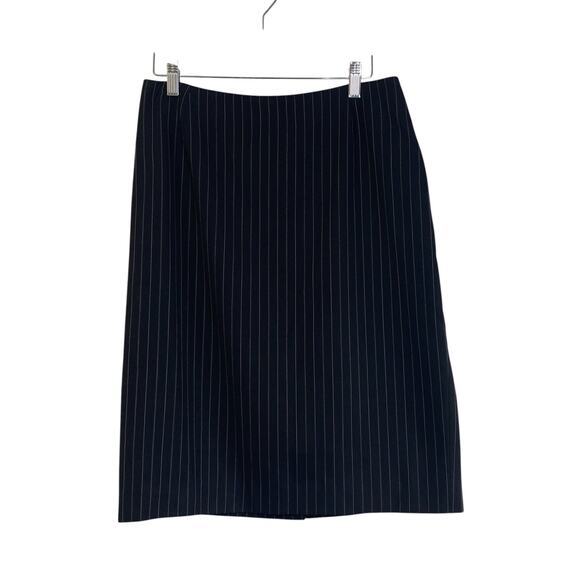 Casual Corner Womens Pinstripe Skirt Size 10 Black Wool Blend Corp Core Business - Picture 1 of 7